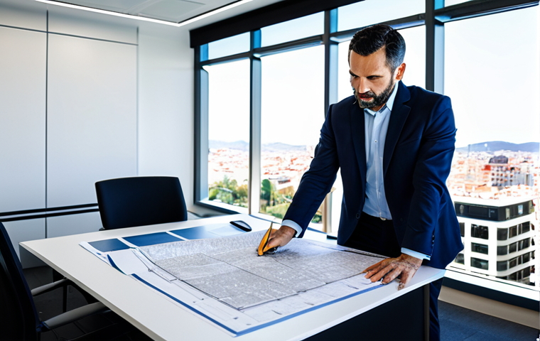 **Prompt:** A professional real estate investor in appropriate business attire, examining blueprints in a bright, modern office overlooking Madrid, Spain. Safe for work, fully clothed, perfect anatomy, natural pose, professional setting, appropriate content, high quality.