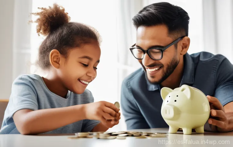 시간 가치 정렬을 통한 교육비 계획 - **Prompt:** A diverse family, consisting of a mother, father, and their young child (approximately 5...