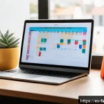 Home 23 시간 가치 정렬을 위한 실천 사례 - A modern home office setup in a bright, organized room with a Spanish-speaking professional sitting ...